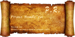 Prusz Romána névjegykártya